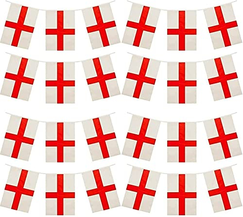 10M/33FT Fabric St Georges England Bunting Polyester Banner 30 Flags for Street Party Football Rugby Cricket Day World Cup Decoration England Sport celebration, Street party, BBQ Party and more(1)
