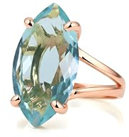 Bague En Or Rose 14k Avec Topaze Bleue Marquise - Bague De Fiançailles Unique, Bague De Cocktail, Bijoux De Mode, Cadeaux De Bague - Taille Et Matériau Personnalisés - Avec Boîte Cadeau
