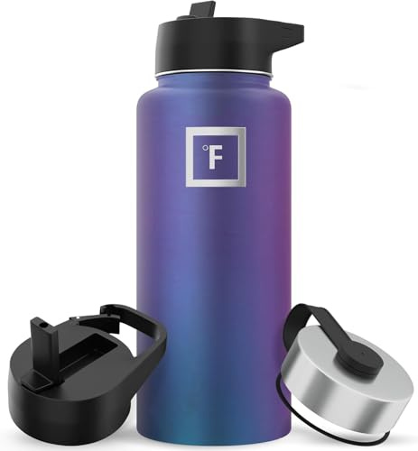 Botella Agua Acero Inoxidable con Pajita - 650/950/1200/1800 ml - Aislada Doble Pared Cantimplora sin BPA - Botella Termica Agua Fría - Garrafa Termo Gym Gimnasio Senderismo Niños - Water Bottle