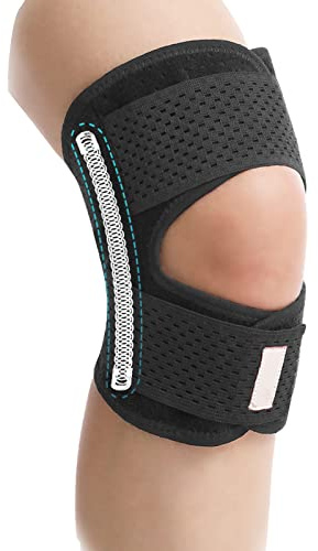 Unisex Verstellbare Kniebandage Elastisch Rutschfeste Dünn Knieschützer Knie Bandage Sportbandage mit Klettverschluss und Patellaöffnung Seitenstabilisatoren Knieorthese Klappbare Kniespange