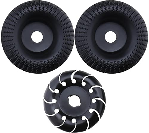eMagTech Set mit 3 Winkelschleifscheiben, 2 Stück 100 mm Holzschnitzscheiben und 1 Stück 90 mm Holzformscheibe für Holzschleifen, Schnitzen, Formen, Schneiden, Holzbearbeitungswerkzeug