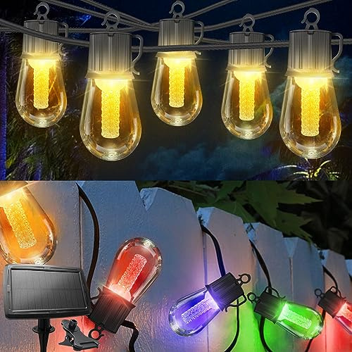 Lichterkette Außen Solar, 15M 8 Modi Wetterfest Solar Lichterkette Aussen Mit USB, Solarlichterkette Außen/Innen Beleuchtung, Warmweiß/Bunt Lichterkette Solar für Hochzeit, Garten, Balkon, Party Deko