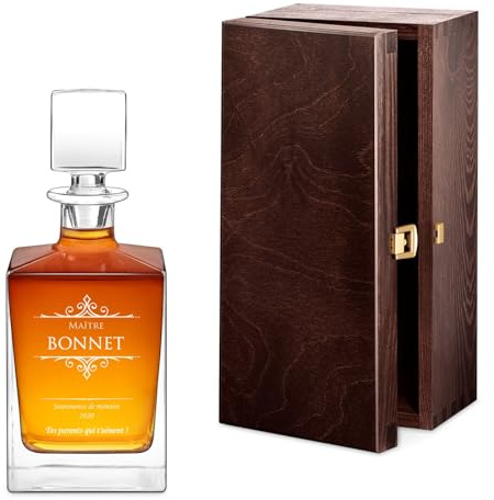 Maverton Carafe à Whisky gravée, Cadeau Personnalisé Homme | 810Ml Carafe élégante avec gravure pour papa/papy/gentleman, pour anniversaire, pour dégustation de bourbon cognac, Maitre
