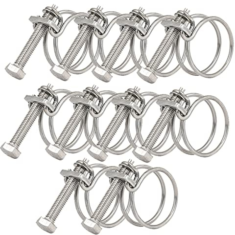 Lot de 10 colliers de serrage à double fil, réglables de 36 à 40 mm, colliers de serrage en acier inoxydable, 11 tailles en option à double fil de plomberie