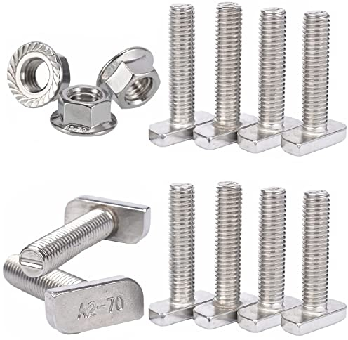 VOOXA Premium 10 Stück Hammerkopfschrauben M10x25mm Typ 28/15 und Sperrzahnmuttern DIN 6923 aus Edelstahl A2 für Photovoltaik Montageschiene, PV Anlagen