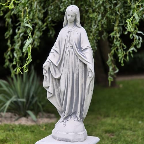 FABRIQ Heiligenfigur Madonna, Groß Jungfrau Maria Statue aus massivem Steinguss (63 cm Höhe, 16 kg) katholische Skulptur für Kirche, Garten & Haus, Religiöses Geschenk & Mutter Gottes Deko
