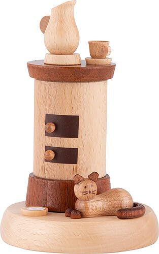 Erzgebirge Palast Holzkunst Schubert Räucherofen mit Katze - 13 cm