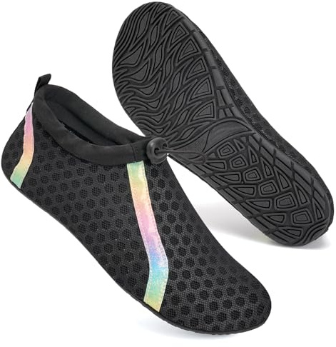 Mabove Badeschuhe Wasserschuhe Schwimmschuhe Herren Damen Strandschuhe Aquaschuhe Barfussschuhe Neopren Surfschuhe rutschfest(CS-Schwarz,40/41