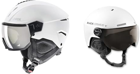 uvex instinct visor - Skihelm für Damen und Herren - mit Visier - individuelle Größenanpassung - white-black matt - 56-58 cm & Black Crevice Skihelm mit Visier, Gstaad, BCR143921, weiß Carbon, Gr. S/M