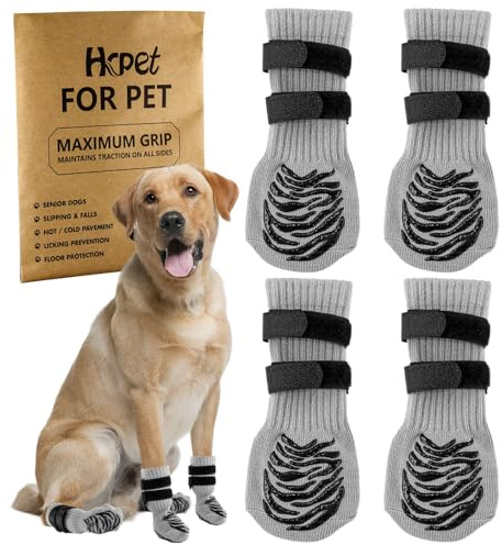 2 Paar rutschfeste Hundesocken, Doppelte Seitengriffe, Traktionskontrolle Auf Hartholzboden, Weicher Pfotenschutz Verhindert Das Ausrutschen, Lecken Für Kleine, Mittelgroße ältere Hunde (S)