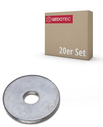 Gedotec Unterlegscheibe aus Stahl verzinkt | 20 Stück Beilagscheiben rund | M16 | nach DIN 1052 gefertigt | Scheibe für Holzkonstruktion | Karosseriescheiben | Beilagscheiben-Sortiment