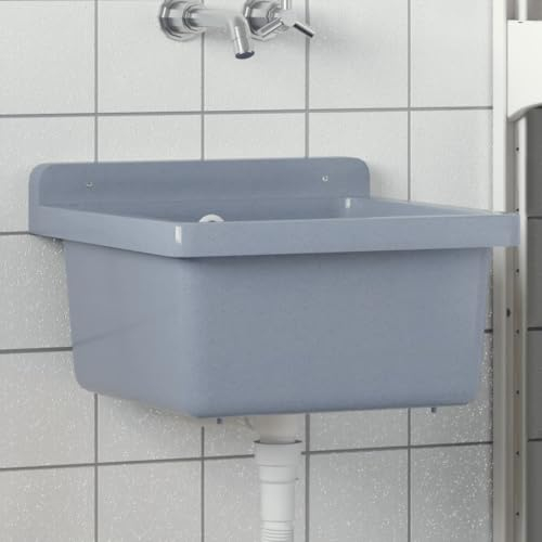 Kangmusi Ausgussbecken Wandmontage Grau 40x40x24 cm Harz, kangmusi4002796