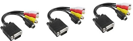 Artibetter 3pièces Câble Adaptateur Vga vers S-Video Et Composite pour Ordinateurs Portables Et Pc Convertisseur TV Noir
