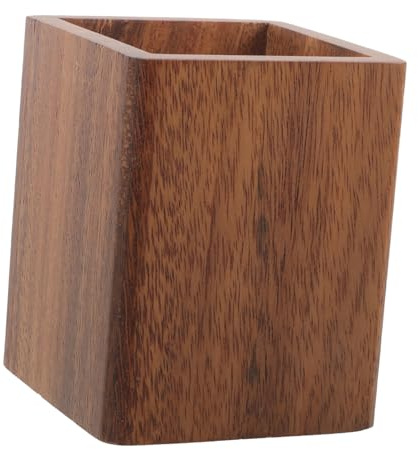 FRCOLOR Massivholz Make Up Pinsel Organizer mit Stiftehalter und Schreibtischaufbewahrung in Schwarznuss für Damen und Büro