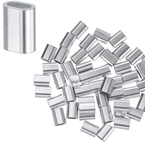 M METERXITY 150-Pack Aluminum Crimping Loop Sleeves, 1.5mm 1/16 Single Round Barrel Wire Rope Sleeves Cable Ferrule for Wire Rope/Cables Crimping Loop Sleeve