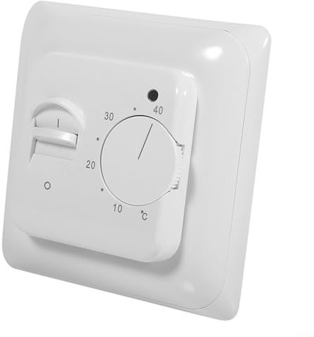 Alanmoship Termostato meccanico per riscaldamento a pavimento, 220 V 16 A, regolatore di temperatura programmabile 5-40 °C, montaggio a parete con indicatore LED per un comfort a risparmio energetico