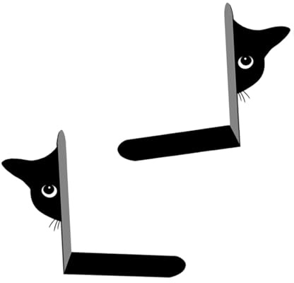 2 x Metallornamente, Buchstützen, Skulptur, Geschenke, Figur, dekorativer Buchstopper, Bindemittel und Trennwände, Buchständer für Filme, Akten, Half-face-Katze