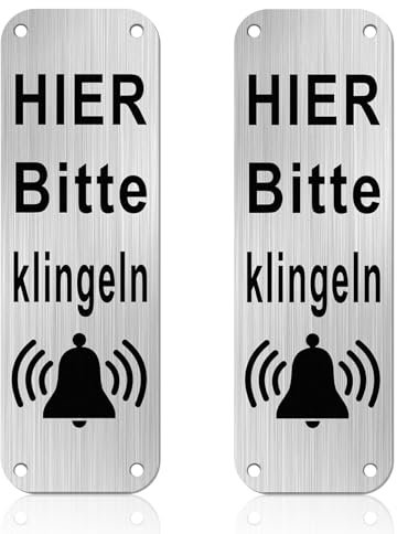 Yuiturt 2 cartelli per campanello in alluminio, autoadesivi, 15 x 5 cm, autoadesivi, resistenti alle intemperie, per campanello e attesa, 2 pezzi