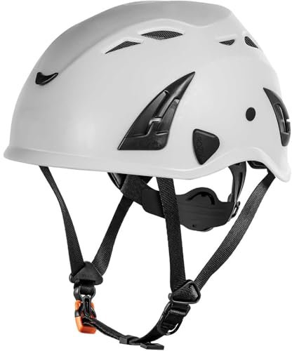 Paluplus Casco da Lavoro di colore Bianco, Taglia Universale da 51 a 63 cm, Casco Sicurezza EN397 con Fascia Regolabile e Sistema Ventilazione, Elmetto Antinfortunistica protezione impatti -1231M-0,61