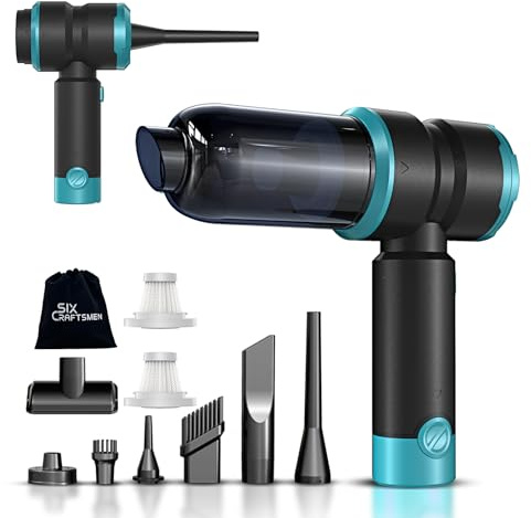 Handheld Car Vacuum Cleaner with 15000Pa Strong Suction, 4 in 1 Cordless Mini Portable Vacuum & Air Duster with 2000mAh Battery, Small Powerful Rechargeable Vacuum for Car,Home,Office(Blue)