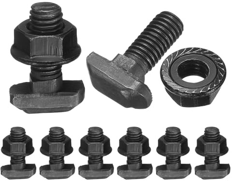 uxcell 8pcs M8x20mm t Slot Drop-in Bolt, Carbon Steel Hammer Head Bolts t Shape Stud Sliding Screw with M8 Hexagon Flange Nuts for European Standard 40 Series Aluminum Profile