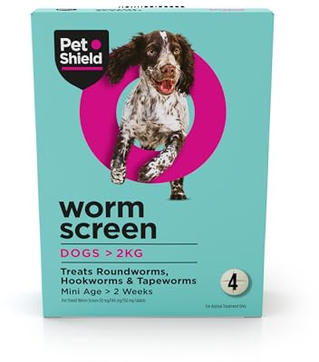 Worm Screen Combo, Dog Worming Tablets, 4 Pack – Vet Approved Worming Tablet for Dogs & Puppies Over 2 Weeks / 2kg+ in Weight – Kills Roundworms, Hookworms & Tapeworms – 4 Dog Wormer Tablets