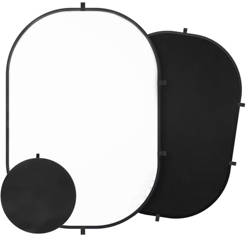 3x5ft/100x150cm Backdrop for Photography, Double Sided White Screen and Black Screen, 2 in 1 Collapsible and Reversible Background for Photography, YouTube Videos,and Live Streaming