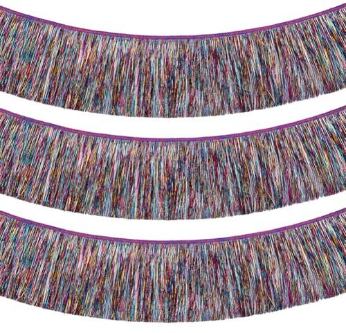 NBEADS 9.14m Lametta Fransen, 15.5cm Breite Lametta Girlande Tanzkostüm Fransenbesatz Glänzend Für Geburtstag Abschlussfeier Hochzeit Stoffdekoration, Farbig