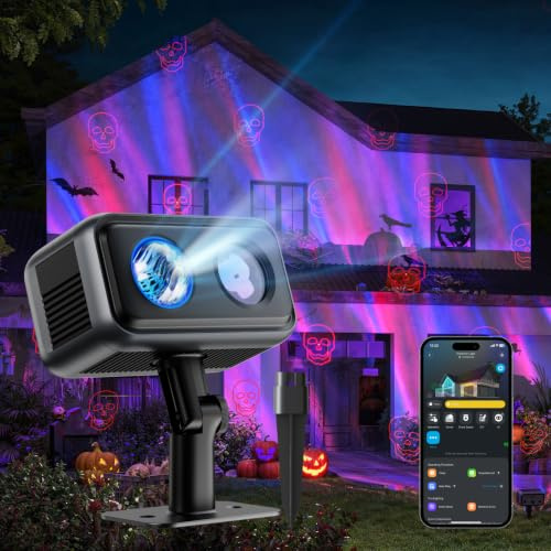 Govee Outdoor Aurora & Laser Projektor, Smart Projektor Weihnachten Aussen | IP65 Hochhelle Halloween Projektor Kinder, Intelligente Steuerung mit 16 RGB Lasermuster und 50 Szenen, Beleuchtung 200㎡