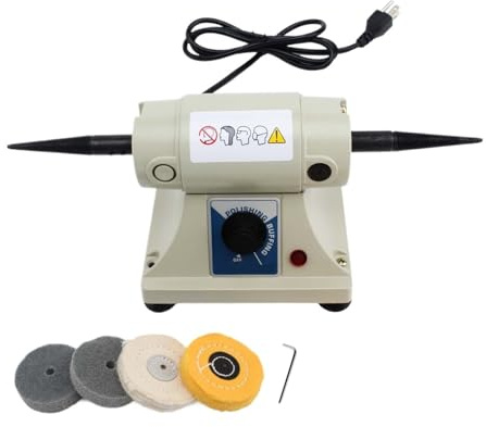 7000rpm Small Power Adjustable Double-Head Tabletop Buffing Wheel Polisher for Foredom Bench Lathe Grinding Machine(A Set 110)