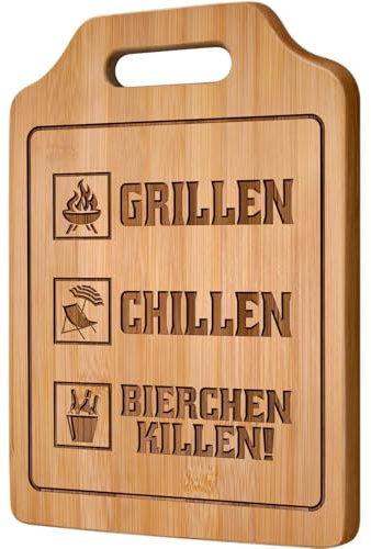 Geschenk für Männer - Grill Bambus Schneidebrett, Geschenk für Männer Papa Opa Geburtstag Weihnachten Geburtstagsgeschenk Männergeschenke Weihnachtsgeschenke Vatertagsgeschenk