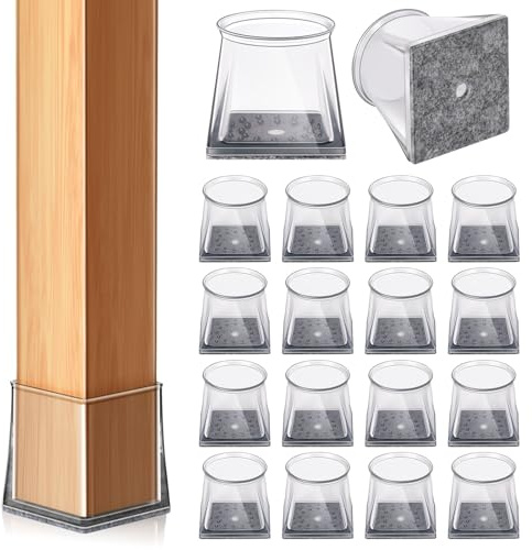 32 Pcs Chair Leg Floor Protectors Square (M Fit:27-34mm) | Clear Rubber Chair Leg Cover for Hardwood Floors,Furniture Feet Protector Pads,Anti-Scratch Reduce Noise