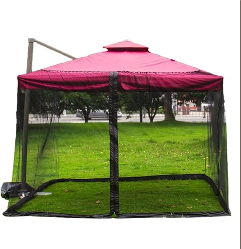 JingNian Zanzariera per Ombrellone da Giardino, Rete in Poliestere Leggera, Copertura in Rete Anti Zanzare con Cerniera, Protezione Dagli Insetti per Terrazzo, Patio e Spazi Esterni(Black)