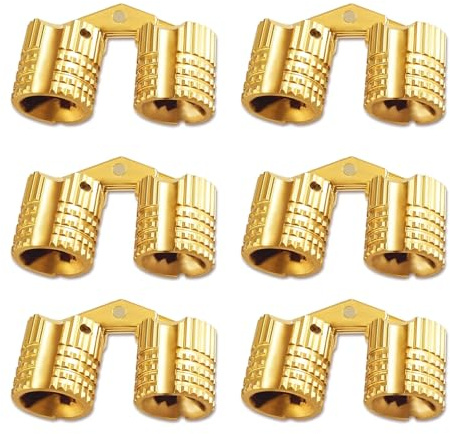 6 Stück 8mm Messing Mini Tonnenscharnier, Unsichtbares Verdecktes Scharnier für DIY Geschenkboxen Schmuckschatulle Schrankmöbel, 180° Öffnungswinkel, Ideal für Heimwerker und Handwerker (Gold)