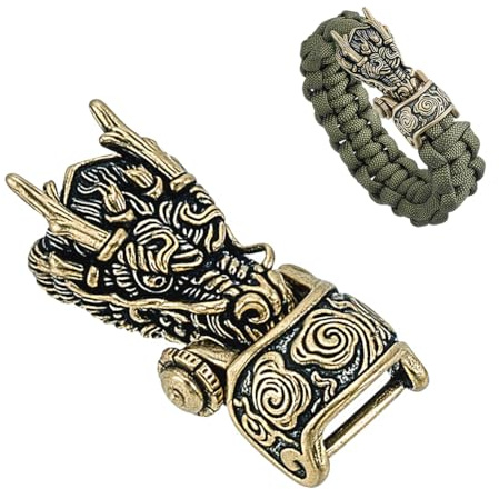 nbeads Boucles de Paracorde en Laiton, Fermoirs de Bracelet en Laiton à Tête de Dragon Boucles de Fabrication de Corde Tressée pour Accessoires de Tressée et Paracorde, 4.85x2.2cm