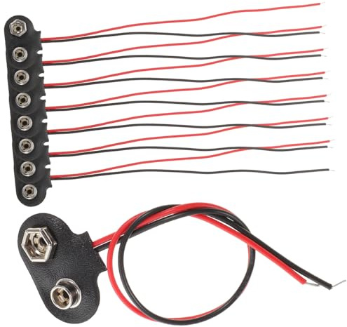 Gadpiparty Conector de Batería 9v Tipo T Cable de 6 CM Carcasa de Cuero Sintético y Hierro Paquete de 50 Unidades Conector Rápido para Proyectos Electrónicos y DIY Compatible Portapilas