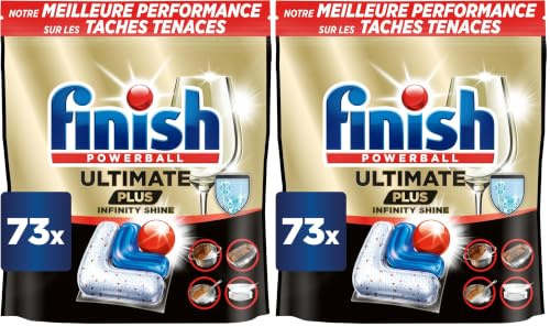 Finish Ultimate Plus Infinity Shine Lot de 146 tablettes pour lave-vaisselle Parfum frais Pour un nettoyage impeccable et une brillance de diamant