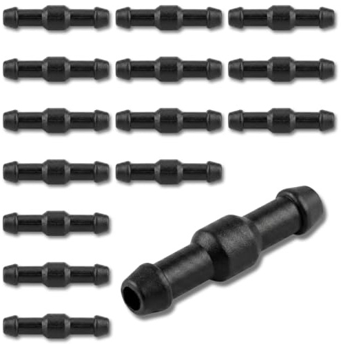 LinCoo 15 Pcs Windscreen Washer Pipe, Pipe Connector, Black Straight Hose Couplers for Windshield Cleaning, Vehicle Nozzle Repair and Most Auto Models, Plastic Water Line Fittings