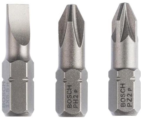 BOSCH 2607001766 - Set di 3 punte per cacciavite LS + PH2 + PZ2 25 mm