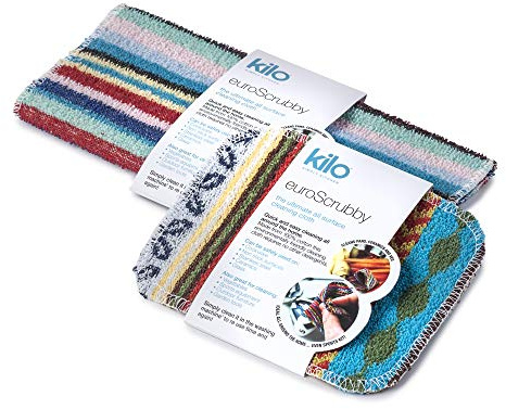 Kilo Lot de 2 éponges à récurer Anti-Rayures et respectueuses de l'environnement Multicolore 17 x 13 cm/28 cm