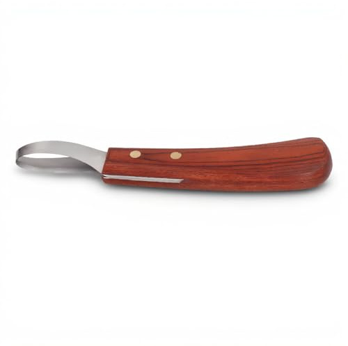 Coltello per Zoccolo Anello per Maniscalco Coltello Ovale per Zoccolo di Cavallo Lama in Acciaio Inossidabile Manico in Legno di Gomma Taglierina per Zoccolo di Cavallo per Bestiame Multiuso