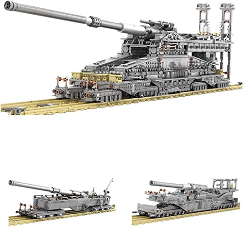Auforua 3-IN-1 Panzer Modellbausatz, 3846-tlg, Keine Originalverpackung | Mit 8 Figuren, WW2 Dora Eisenbahngeschütz Modell, Klemmbausteine Panzer Bausteine Set