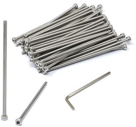 iexcell Lot de 50 vis à tête hexagonale M3 x 80 mm, pas de 0,5 mm, en acier inoxydable 304
