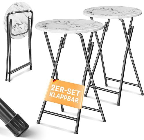 KESSER® Stehtisch 2er Set Bistrotisch mit PVC-Platte | Wetterbeständiger Klapptisch | 60cm / 110cm | Partytisch Tisch rutschfest | In- & Outdoor | Hochzeit Empfangstisch 4 Standfüße pulverbeschichtet