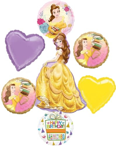 La Bella y la Bestia, suministros para fiesta de cumpleaños, decoración de ramo de globos de princesa Bella
