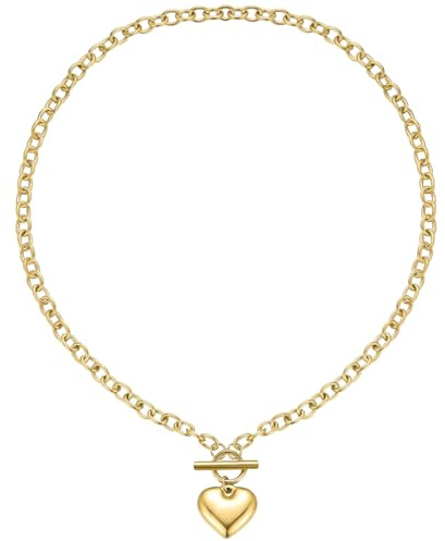 Emibele Chunky Gold Halskette für Frauen, Chunky Büroklammer Halskette mit OT-Verschluss, Edelstahl nicht anlaufen 18K Gold plattiert Kette Halskette Modeschmuck Geschenke für Valentinstag Muttertag