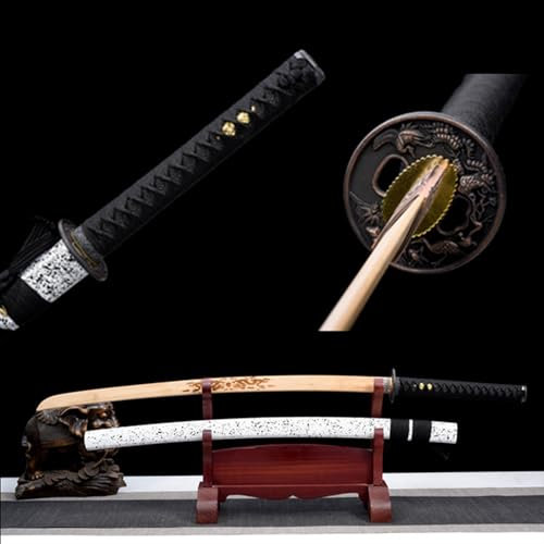 HJHUUA Katana in bambù Naturale,bokken Fatto a Mano con Fodero in Legno,Spade da Samurai in Legno per Pratica di Kendo,Esposizione,Cosplay,Oggetti di Scena,Regali - 103 cm