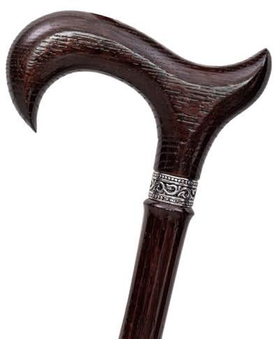 Dr. Watson Prestige Derby Walking Stick – Handcrafted Oak Wood Cane with Incrusted Stainless Steel Collar