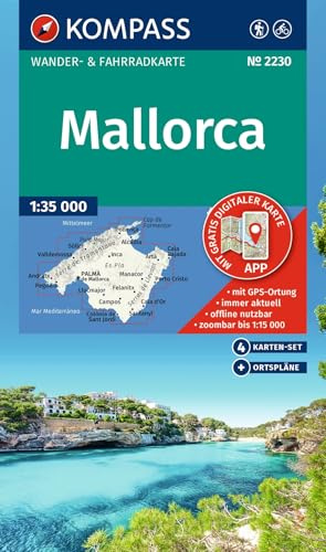KOMPASS Wanderkarten-Set 2230 Mallorca (4 Karten) 1:35.000: Wander- und Fahrradkarte in einem - inklusive Offline-Verwendung in der KOMPASS-App. Wander-& Radwege.