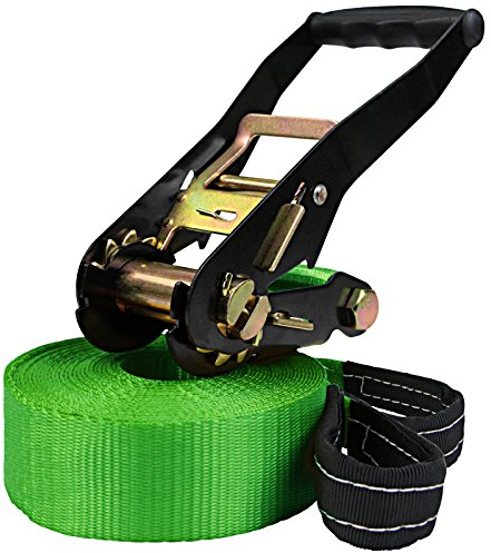 ALPIDEX Slackline 15 m für Anfänger und Fortgeschrittene geeignet, max. Belastung 2 Tonnen, inkl. Transportbeutel 7 Jahre Garantie auf Material* - grün